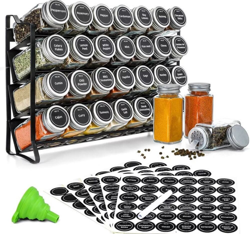 Spice Rack with 28 Spice Jars Spice Rack Organizer for Cabinet Spice Jars with